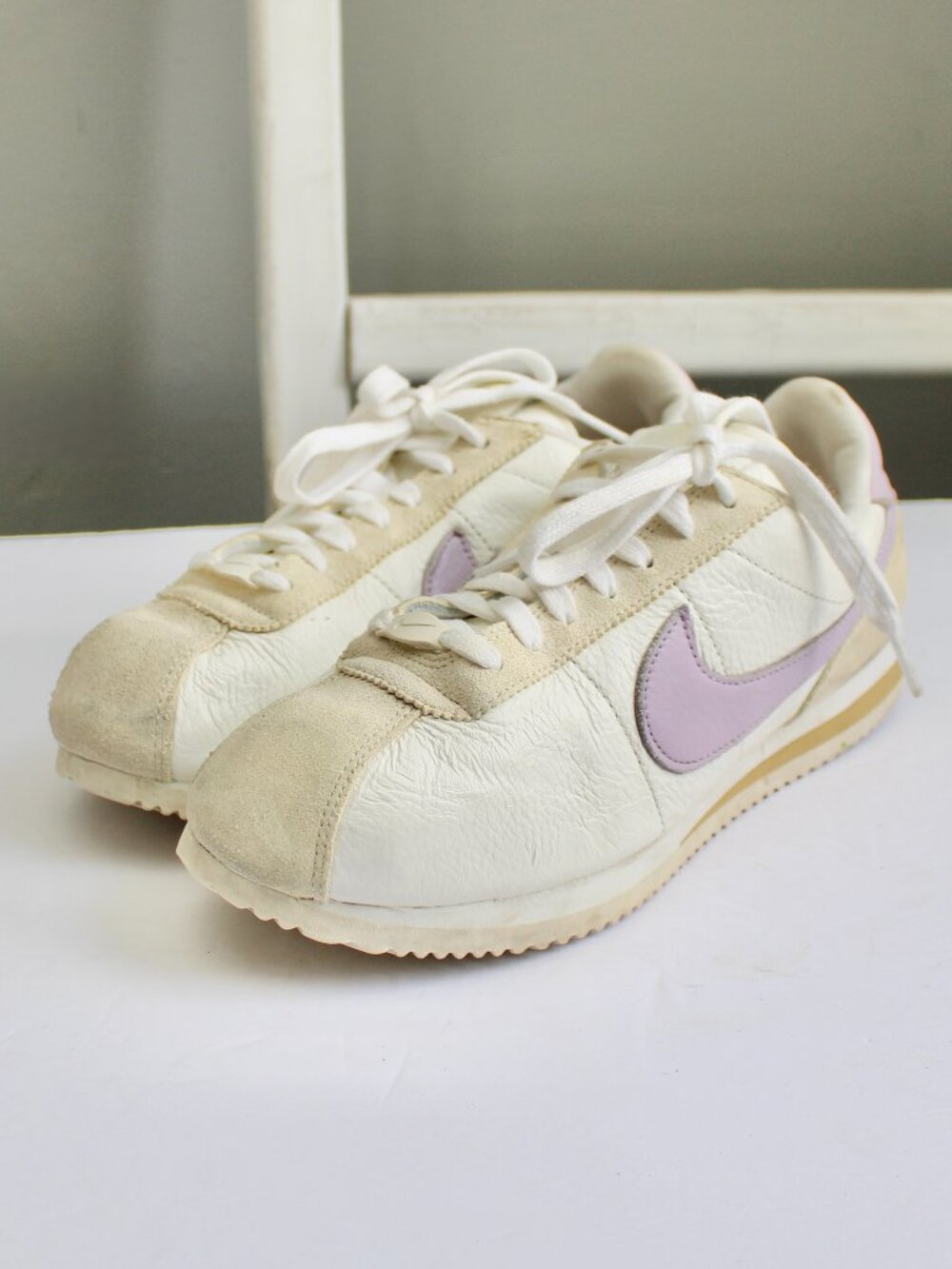 Nike Cortez Sail Iced Lilac White Yellow FJ4608-133 Women's Size 10 - Picture 2 of 6